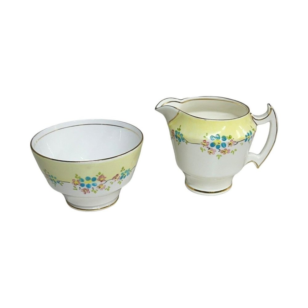 Thomas Forester & Sons England Creamer + Open Sugar Bowl Set Bone‎ China Phoenix